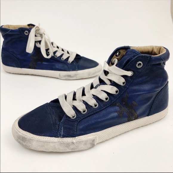 frye leather high top sneakers